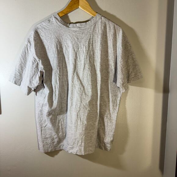 Champion Gray T-Shirt w/ Pink Script Logo | Boxy Split Hem Athletic Tee Size M - Picture 3 of 6